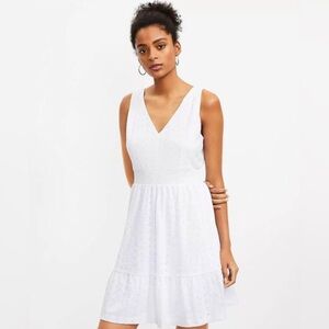 Loft Double V Flounce Eyelet Dress
